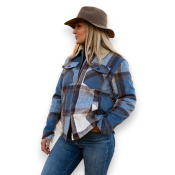 Gefütterte Flanelljacke – Damen Blau