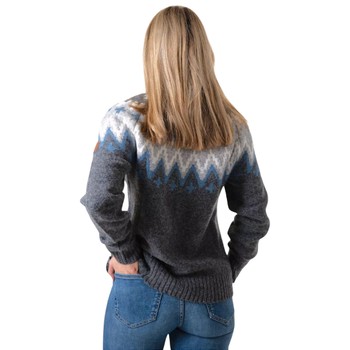 Gestrickter gemusterter Pullover – Damen Grau