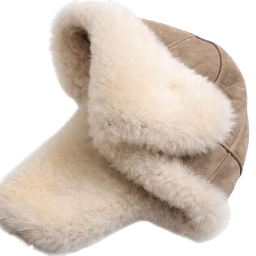 Eskimå Wintermütze – Schaffell, Braun