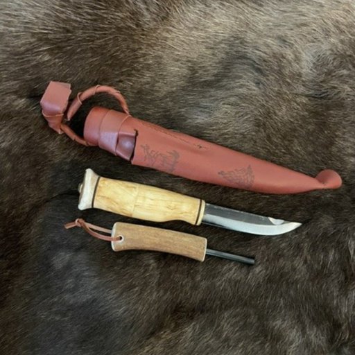 Fire Steel Knife Curly Birch Elk