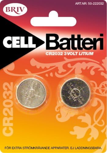 Knappcell Litiumbatterier CR2032, 3V 2-pack