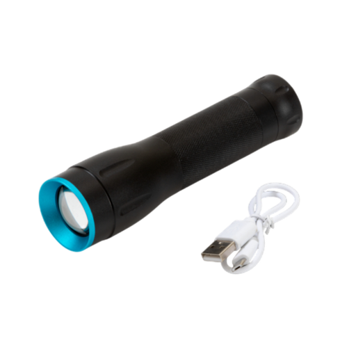 Laddningsbar ficklampa LED 10W Zoom USB Powerbank