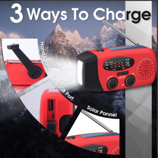 Nödradio 2000 mAh – AM/FM, Solcell & Powerbank