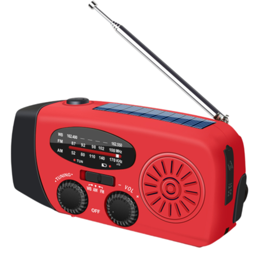 Nödradio 2000 mAh – AM/FM, Solcell & Powerbank