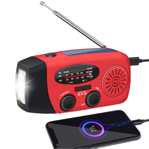 Nödradio 2000 mAh – AM/FM, Solcell & Powerbank