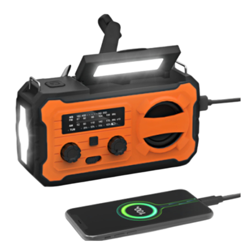 Nödradio 4000 mAh – AM/FM, Solcell, Vev & Powerbank