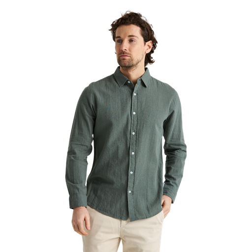 Långärmad linneskjorta – linne & bomull, regular fit