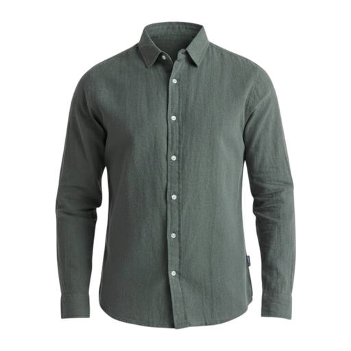 Långärmad linneskjorta – linne & bomull, regular fit