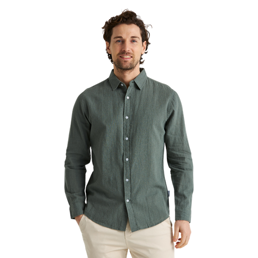 Långärmad linneskjorta – linne & bomull, regular fit