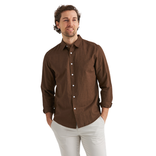 Långärmad linneskjorta – linne & bomull, regular fit