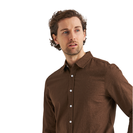 Långärmad linneskjorta – linne & bomull, regular fit