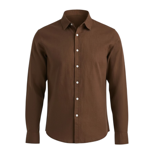 Långärmad linneskjorta – linne & bomull, regular fit