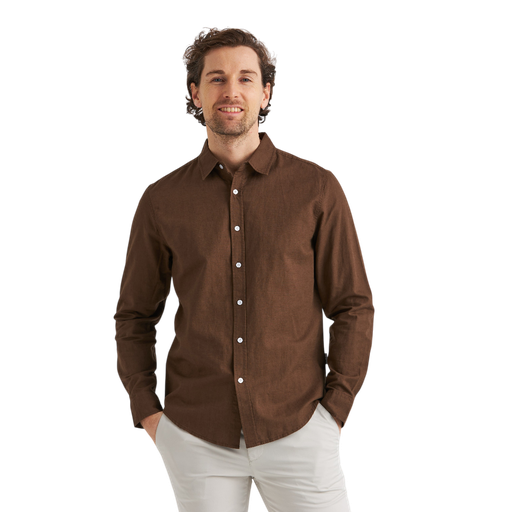 Långärmad linneskjorta – linne & bomull, regular fit