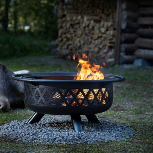 Feuerkorb Livingston – Outdoor-Feuerstelle mit Grillrost