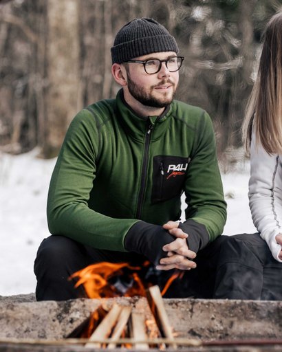 p4h powerfleece jacket green comb, herr