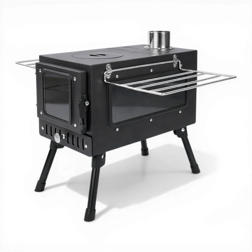 Portabel tältkamin med skorsten – vedkamin för camping & friluftsliv