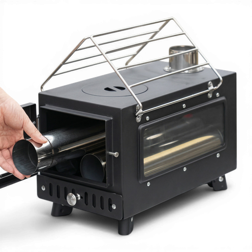 Portabel tältkamin med skorsten – vedkamin för camping & friluftsliv