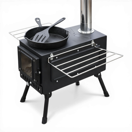 Portabel tältkamin med skorsten – vedkamin för camping & friluftsliv