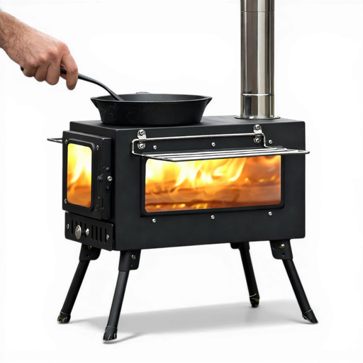 Portabel tältkamin med skorsten – vedkamin för camping & friluftsliv