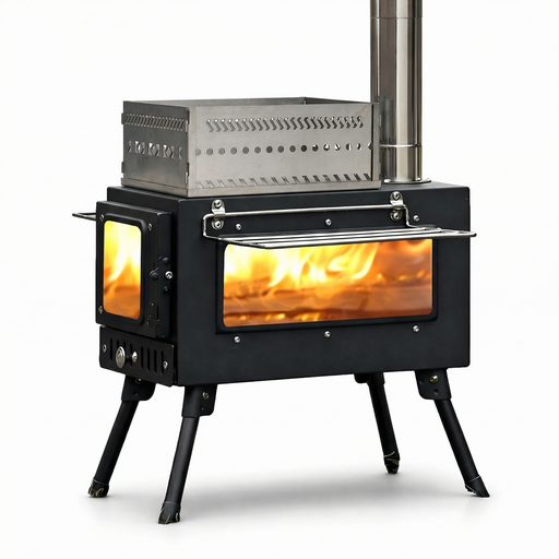 Portabel tältkamin med skorsten – vedkamin för camping & friluftsliv