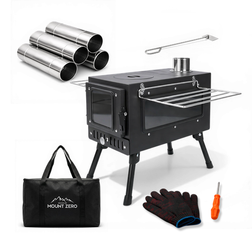 Portabel tältkamin med skorsten – vedkamin för camping & friluftsliv