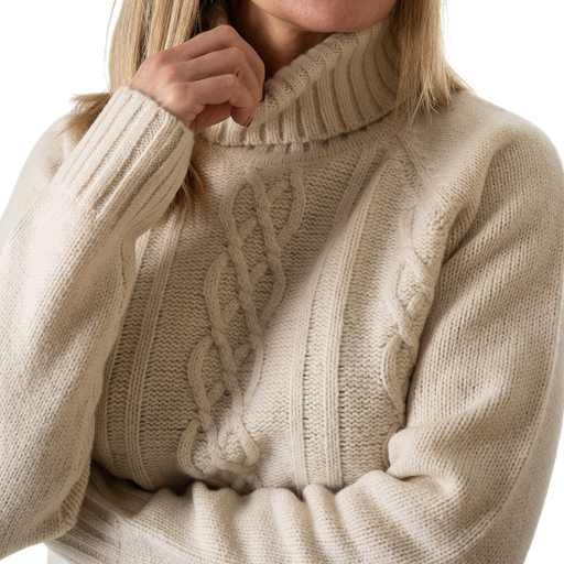 Stickad Tröja Lammull Med Polokrage - Dam