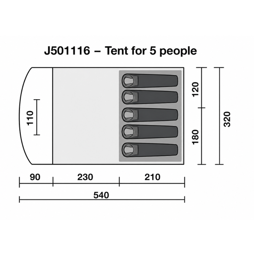 Familienzelt für 5 Personen mit Vorzelt