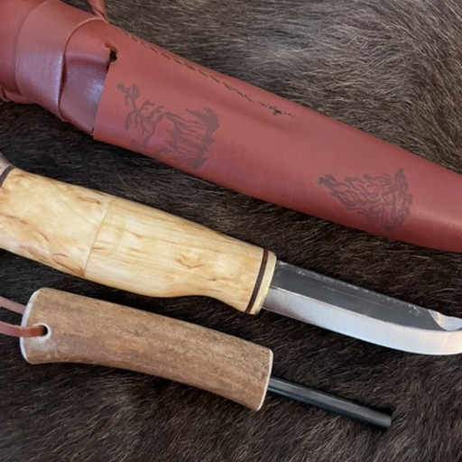 Fire Steel Knife Curly Birch Elk
