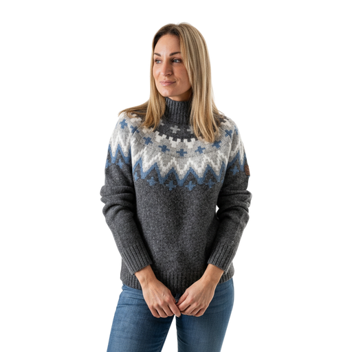 Stickad Mönstrad Tröja – Dam