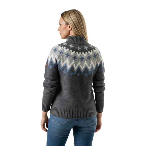 Stickad Mönstrad Tröja – Dam