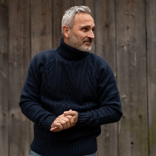 Strickpullover aus Lammwolle mit Polokragen – Herren