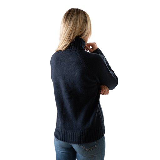 Stickad Tröja Lammull Med Polokrage - Dam