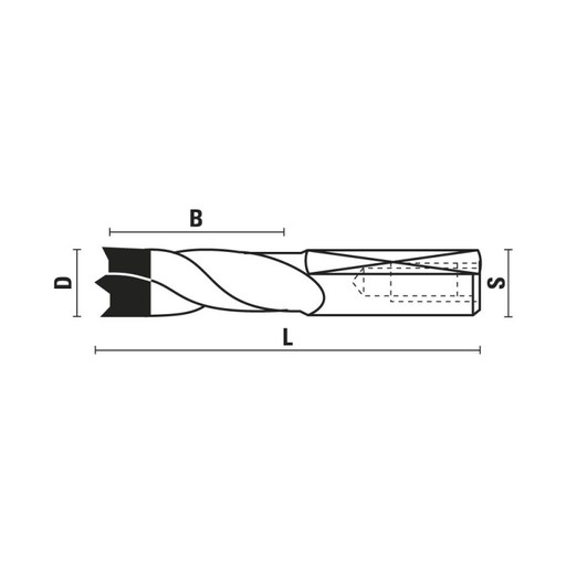 Centrumtappborr HW Z2 Ø6.4 B35 L70 S10x30 höger