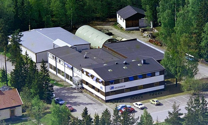 Jon Stenbergs kontor på Östra Lindåsgatan 1976, tre år före flytten till den nuvarande platsen på Maskinvägen på Östra industriområdet.
