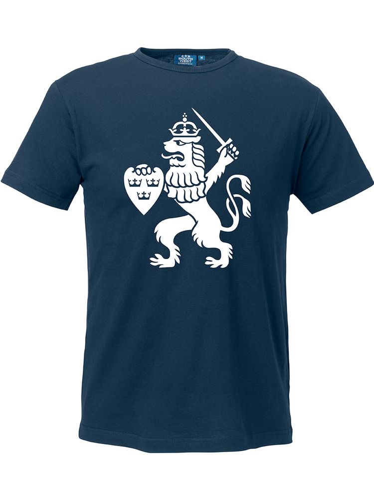 T-shirt Herr, Marinblå - GBG Lejon (stor logo)