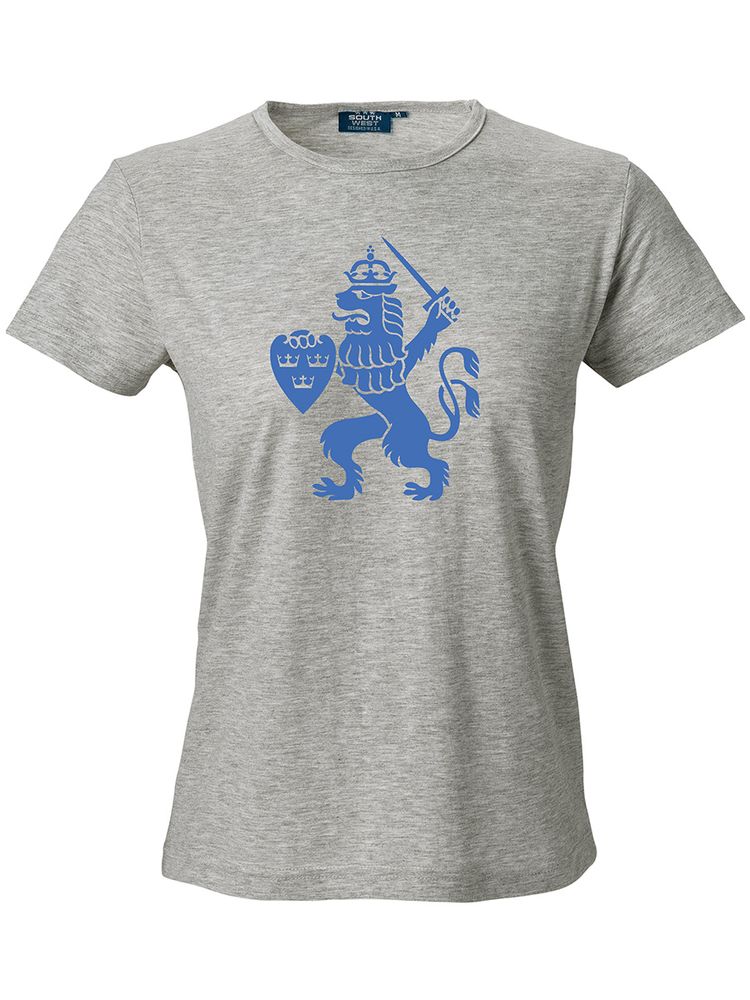 T-shirt Dam, Grå - GBG Lejon (stor logo)