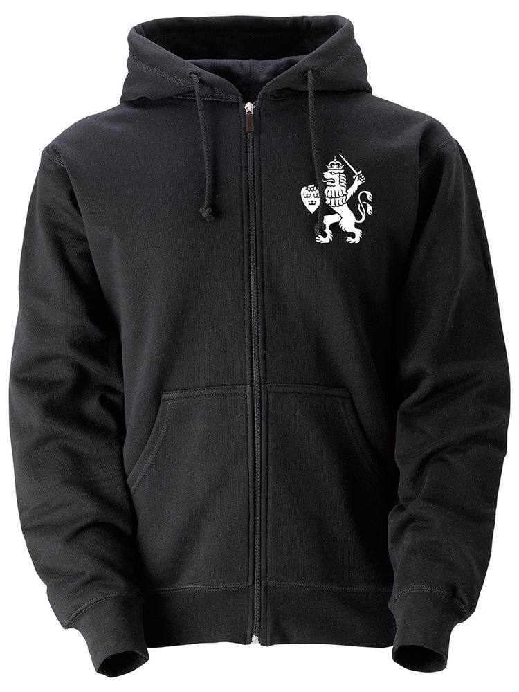 Hood med dragkedja, Svart - GBG Lejon (liten logo)