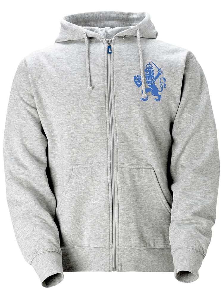 Hood med dragkedja, Grå - GBG Lejon (liten logo)