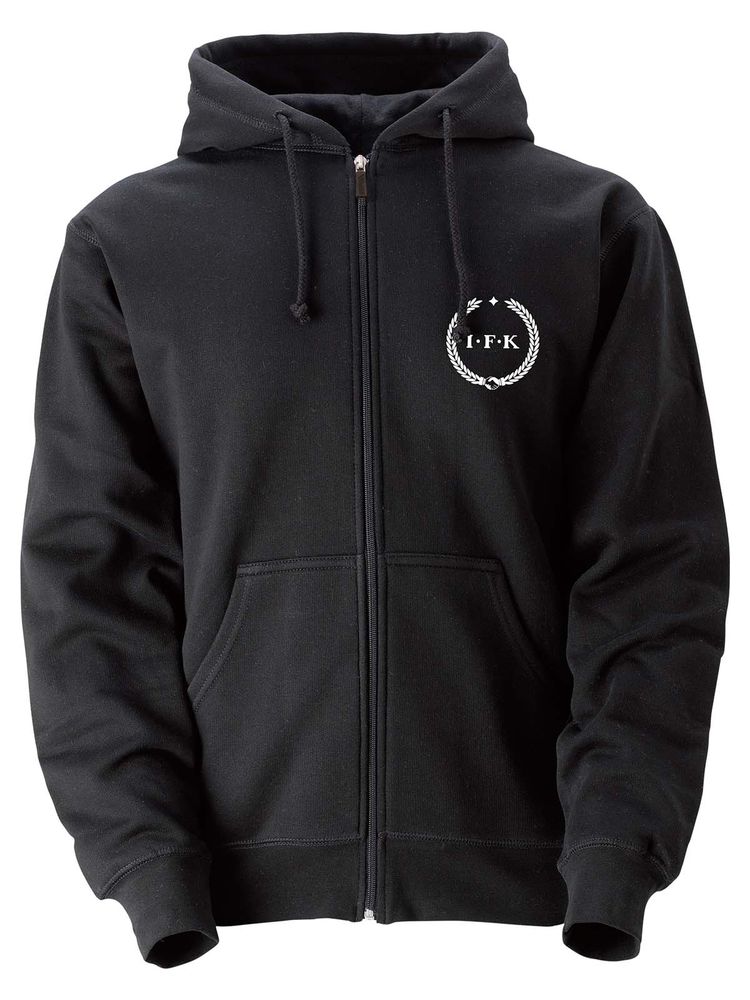 Hood med dragkedja, Svart - Kransen (liten logo)