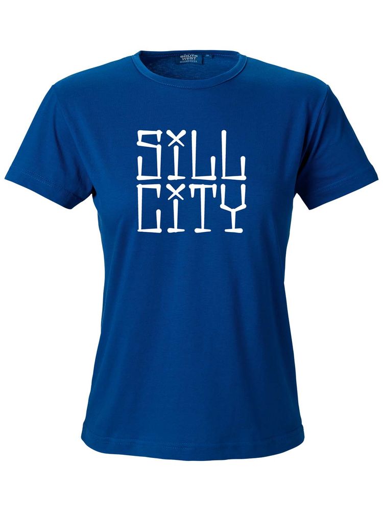 T-shirt Dam, Blå - Sill City Text (stor logo)