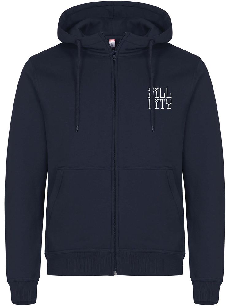 Full Zip Hoodie, Navy - Sill City Text