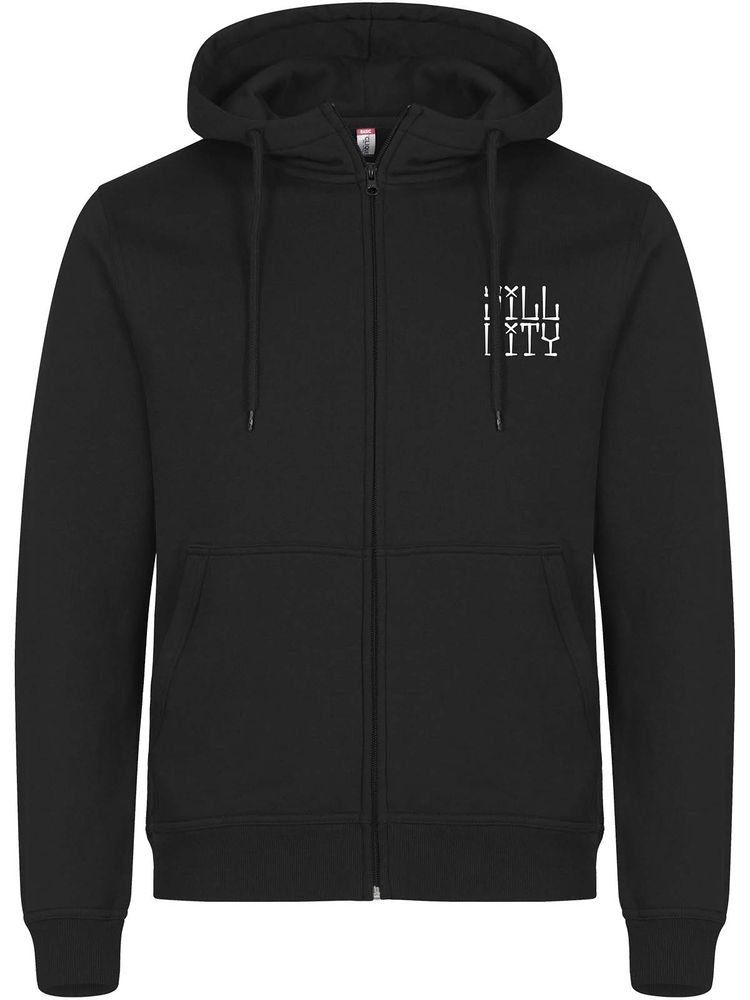 Full Zip Hoodie, Black - Sill City Text
