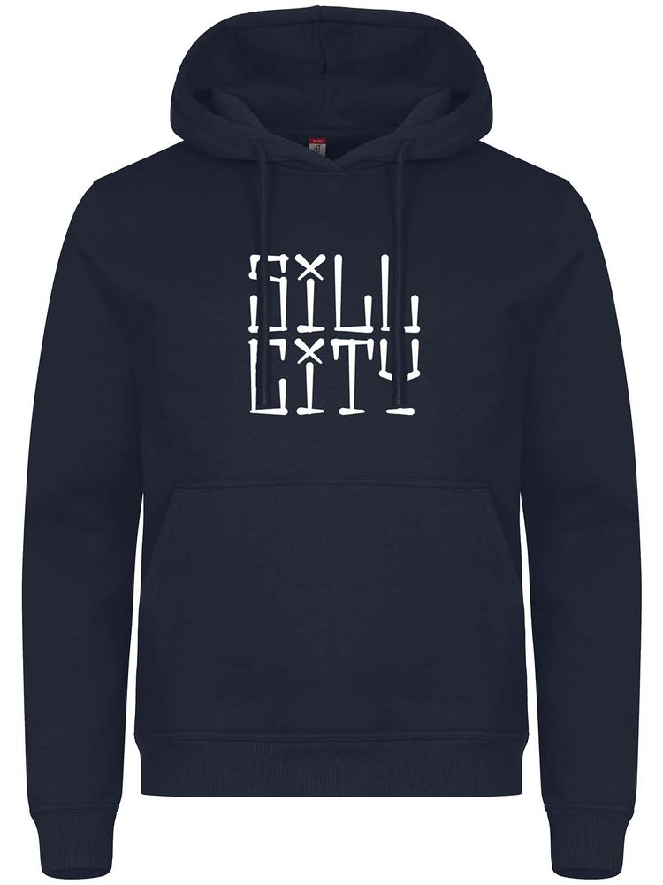 Hoodie, Navy - Sill City Text (stor logo)
