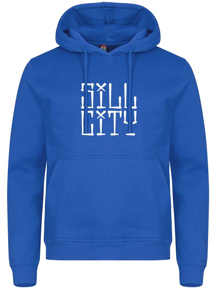 Hoodie, Blue - Sill City Text (stor logo)