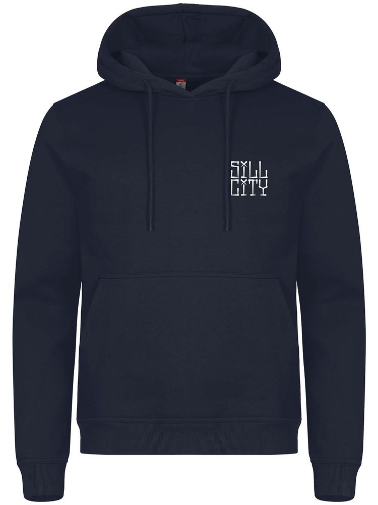 Hoodie, Navy - Sill City Text (liten logo)