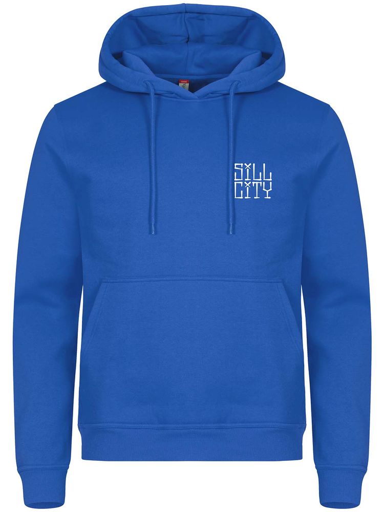 Hoodie, Blue - Sill City Text (liten logo)