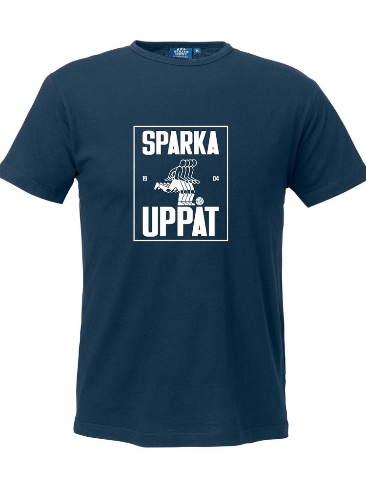 T-shirt Herr, Marinblå - Sparka Uppåt (stor logo)