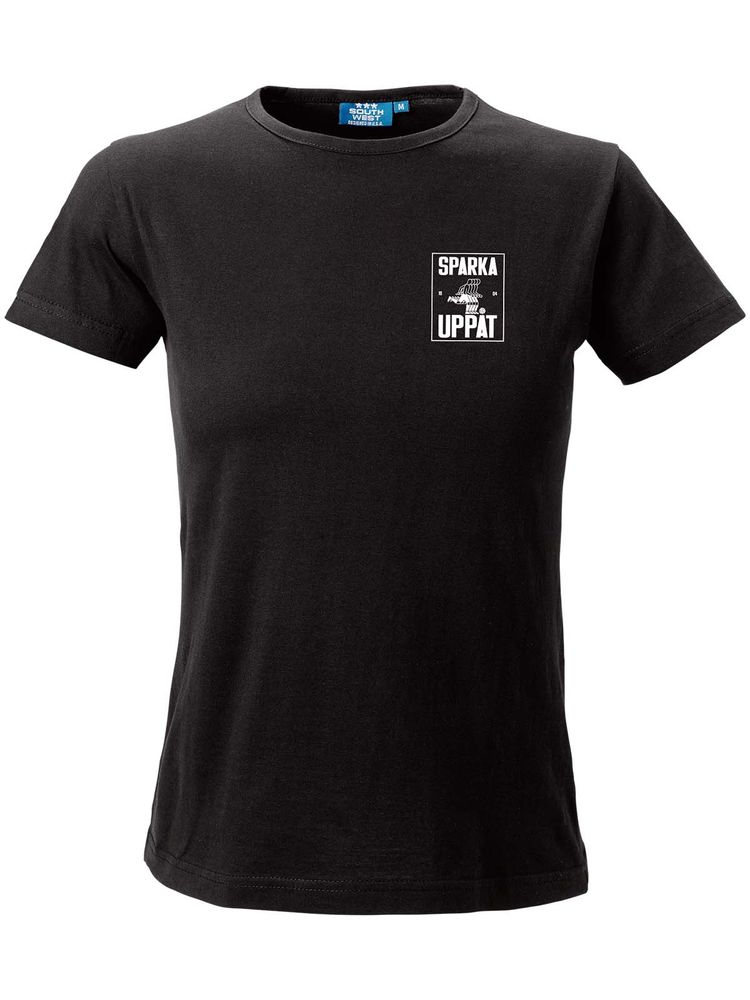 T-shirt Dam, Svart - Sparka Uppåt (liten logo)