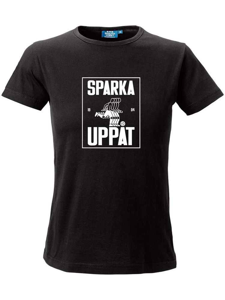 T-shirt Dam, Svart - Sparka Uppåt (stor logo)