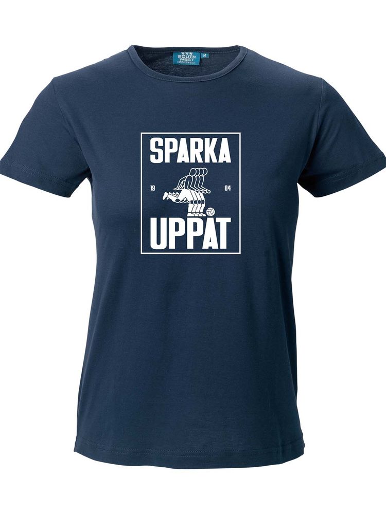 T-shirt Dam, Marinblå - Sparka Uppåt (stor logo)